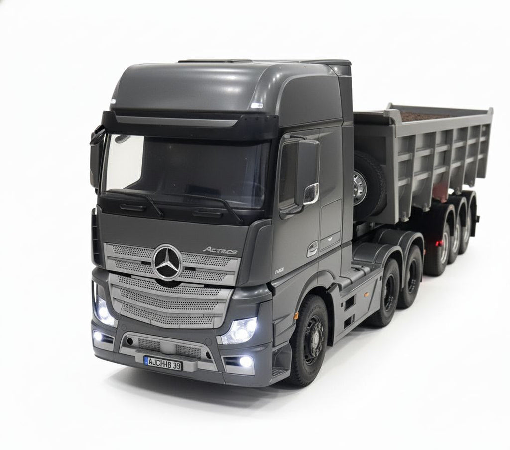 Caminhão Mercedes-Benz Actros 4163 Carreta Basculante 8x4 – Escala 1/14 (Controle Remoto)